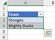 Teams table